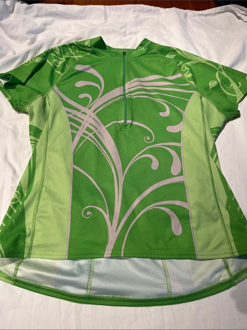 Women's Green Short-Sleeve Cycling Jersey - Lime Green Floral, size XL